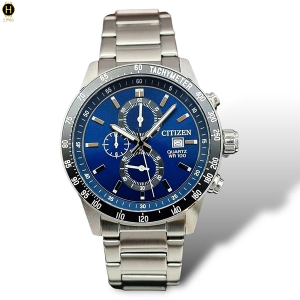 Đồng hồ Nam Citizen  Quartz Chronograph AN3600-59L Dây Sắt Mặt Xanh