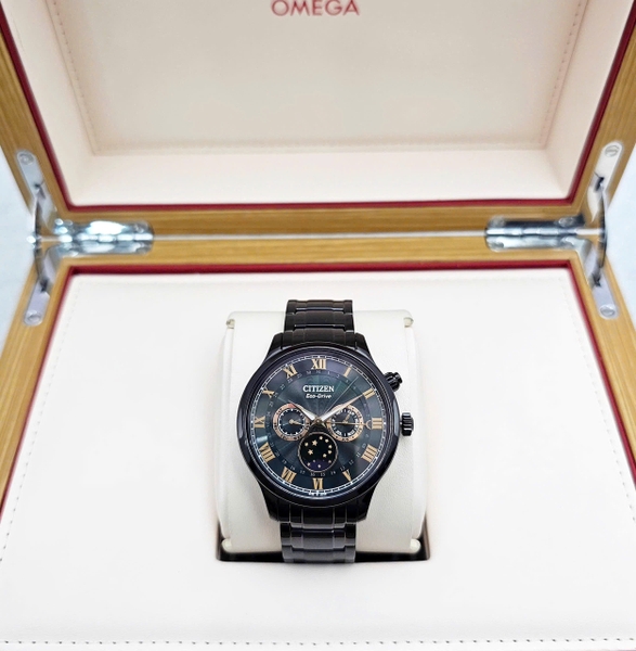 Citizen Quartz Eco-drive MoonPhase Black Green AP1055-87X