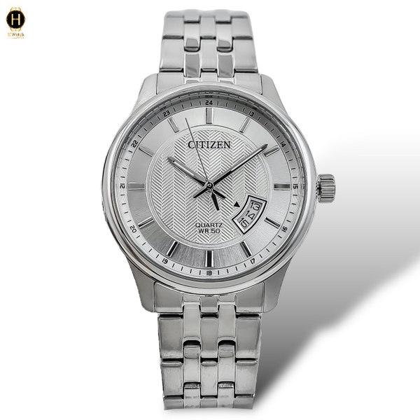 Đồng Hồ Nam Citizen Quartz BI1050-81A Dây Thép Vỏ Trắng Mặt Trắng