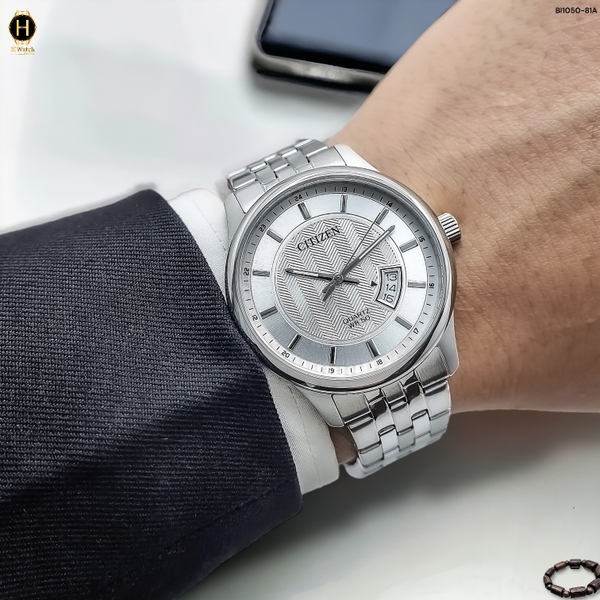 Đồng Hồ Nam Citizen Quartz BI1050-81A Dây Thép Vỏ Trắng Mặt Trắng