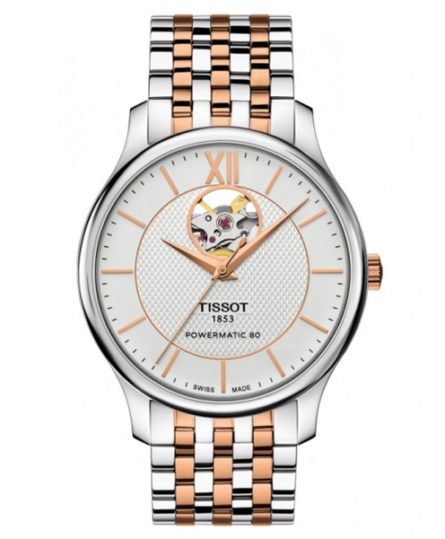 Đồng Hồ Nam Tissot Automatic Tradition Powermatic 80 Demi Rose Open Heart T063.907.22.038.01 ( T0639072203801 )