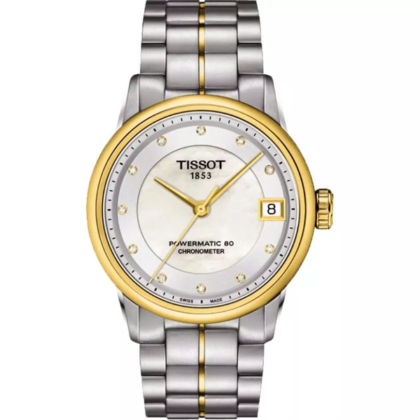 Đồng Hồ Nữ Tissot Automatic Luxury Cosc Powermatic 80 T086.208.22.116.00  ( T0862082211600 ) Dây Thép Demi Vàng Mặt Trắng Sapphire