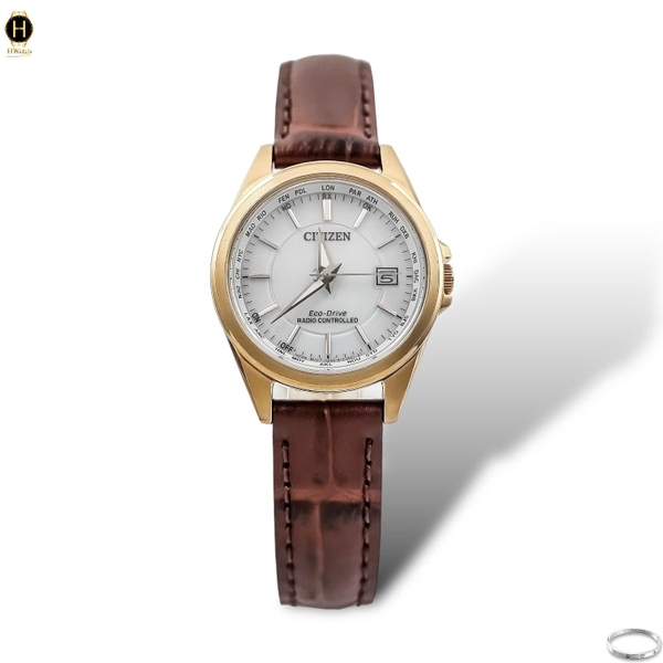 Đồng Hồ Nữ Citizen Quartz Eco-Drive EC1183-16A Radio Controlled Mặt Trắng Sapphire