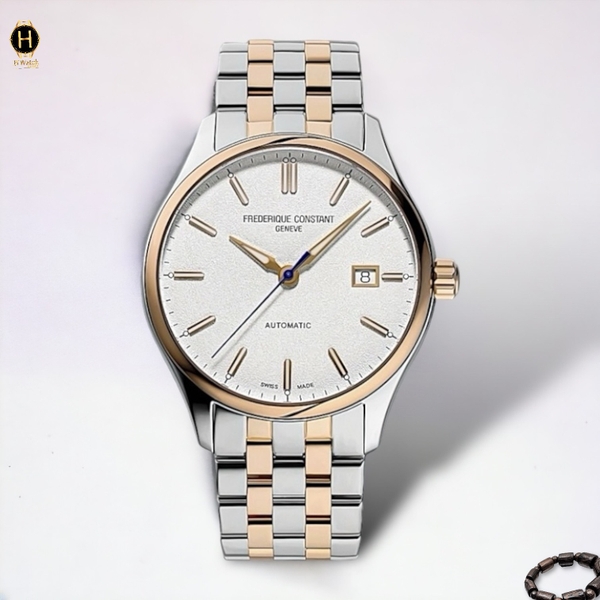 Đồng Hồ Nam Frederique Constant Automatic FC-303SS5B2B Classic Index Dây Thép Demi Vàng Hồng Mặt Trắng Sapphire