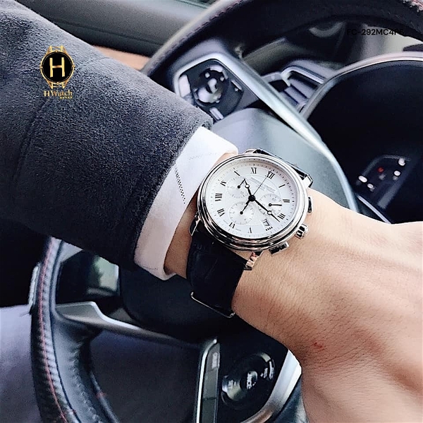 Đồng Hồ Nam Frederique Constant Quartz Chronograph Persuasion FC-292MC4P6 ( FC292MC4P6 ) Dây Da Đen Mặt Trắng