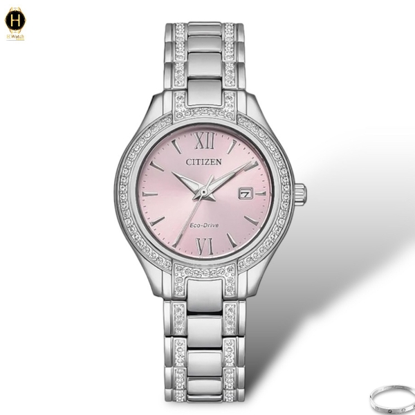 Đồng Hồ Nữ Citizen Quartz Eco-Drive Elegance Ladies FE1230-51X Thép Mặt Hồng