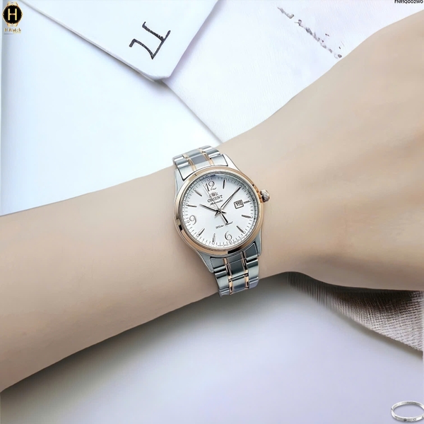 Đồng Hồ Nữ Orient Automatic FNR1Q002W0 Dây Thép Vỏ Demi Rose Mặt Trắng