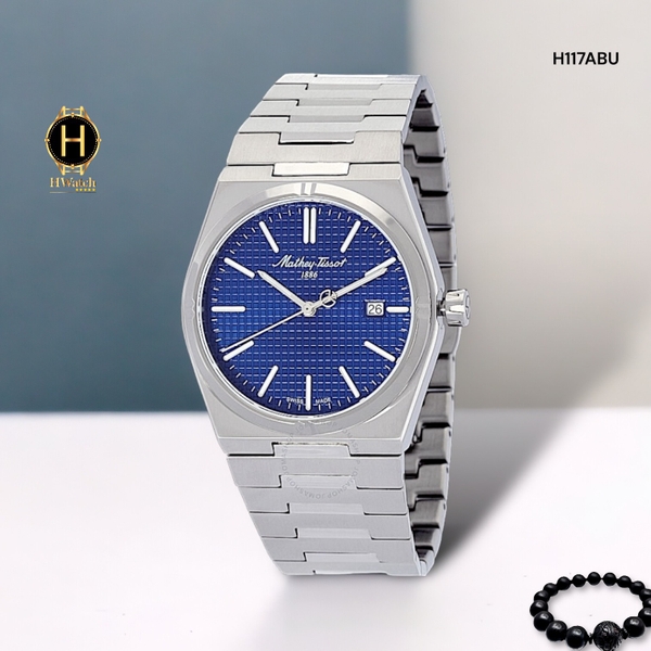 Đồng Hồ Nam Mathey Tissot Quartz  H117ABU PRX Dây Thép Mặt Xanh