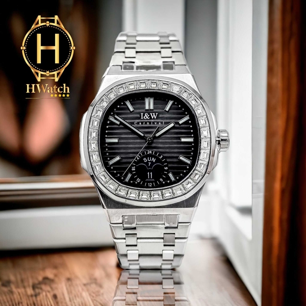 Đồng Hồ Nam I&W Carnival Automatic 735G Dây Thép Vỏ Trắng Mặt Xám Sapphire