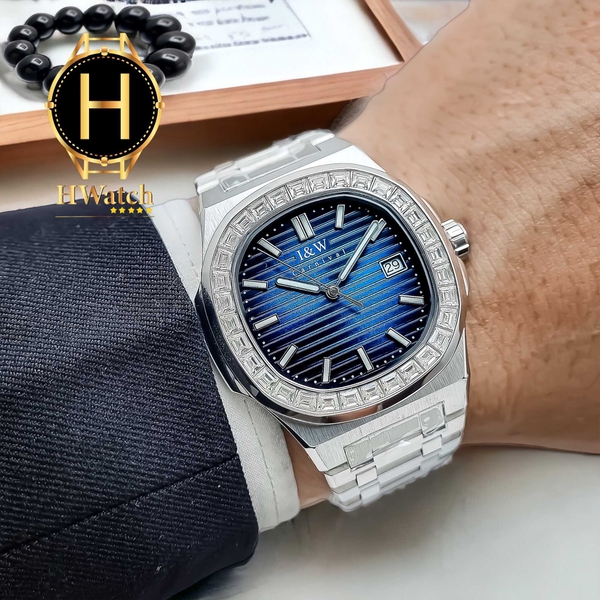Đồng Hồ Nam I&W Carnival Automatic 721G Dây Thép Vỏ Trắng Mặt Xanh Sapphire