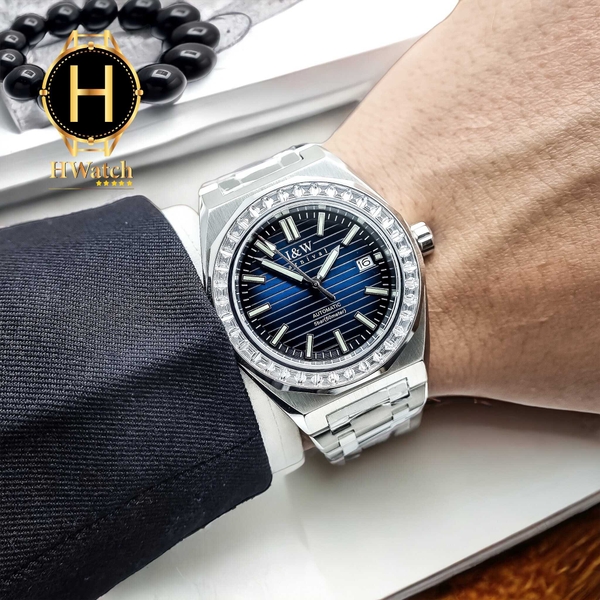 Đồng Hồ Nam I&W Carnival Automatic 733G1 Dây Thép Vỏ Trắng Mặt Xanh Sapphire