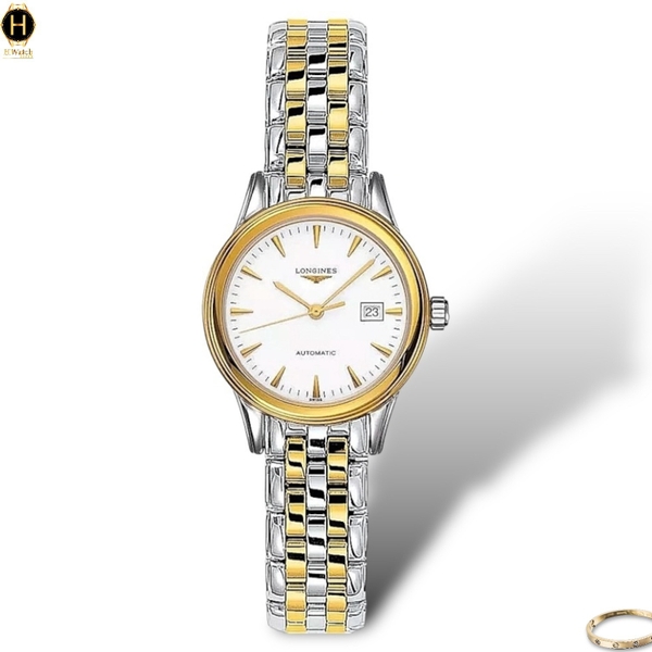 Đồng Hồ Nữ Longines Automatic Flagship L4.374.3.22.7 (L43743227) Dây Thép Demi Mặt Trắng Sapphire
