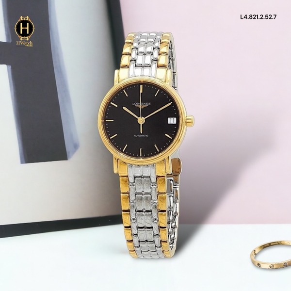 Đồng Hồ Nữ Longines Automatic L4.821.2.52.7 Dây Thép Demi Vàng Mặt Đen.