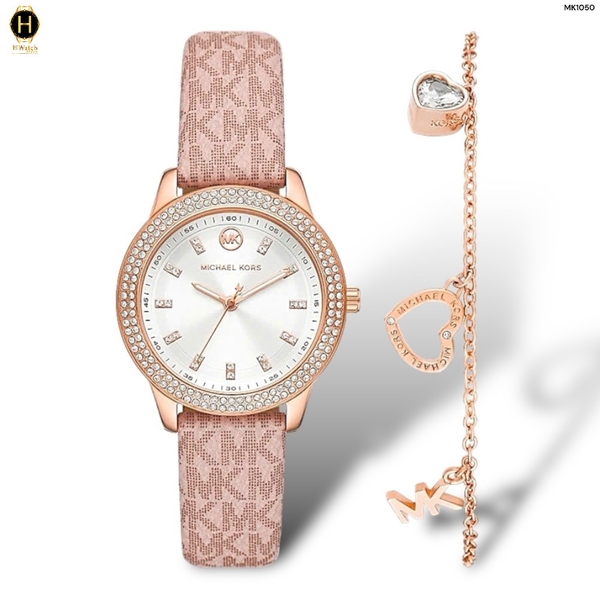 Đồng Hồ Nữ Michael Kors Quartz Tibby Blush PVC MK1050 Dây Da  Mặt Hồng