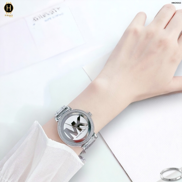 Đồng Hồ Nữ Michael Kors Quartz Three-Hand MKO1053 Dây Thép Mặt Bạc
