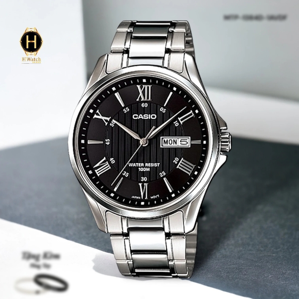 Đồng Hồ Nam Casio Quartz MTP-1384D-1AVDF Dây Sắt Mặt Đen
