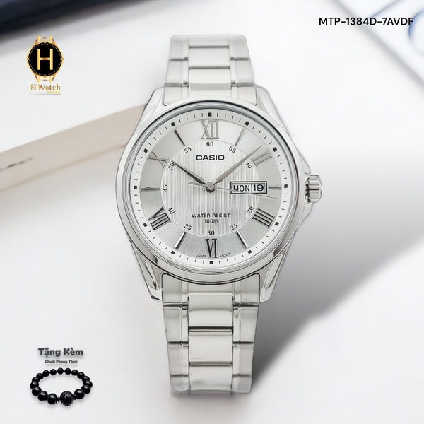 Đồng Hồ Nam CASIO MTP-1384D-7AVDF Dây Sắt Mặt Trắng