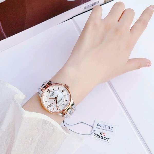 Đồng Hồ Nữ Tissot Automatic T099.207.22.118.02 (T0992072211802) Dây Thép Demi Mặt Trắng Sapphire