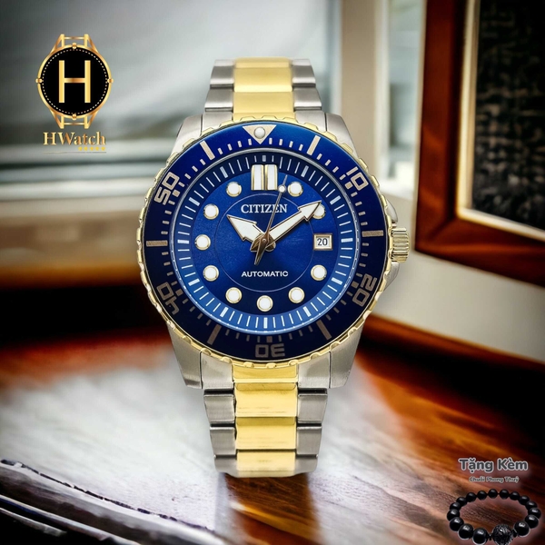 Đồng Hồ Nam Citizen Automatic NJ0174-82L Dây Sắt Demi Vàng Mặt Xanh Dương Sapphire