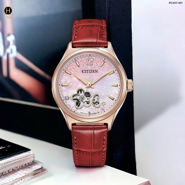 Đồng Hồ Nữ Citizen Automatic Mechanical Rose Open Heart PC1017-61Y