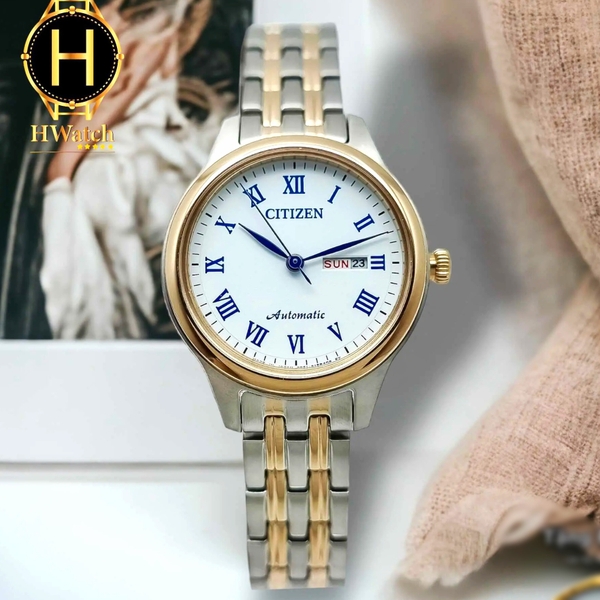Đồng Hồ Nữ Citizen Automatic PD7136-80A Dây Thép Vỏ Trắng Mặt Trắng Sapphire