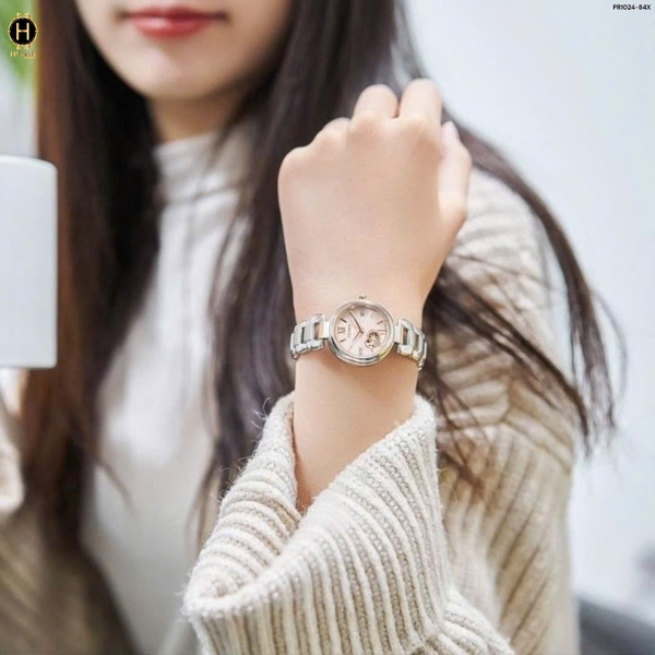 Đồng Hồ Nữ CITIZEN Automatic PR1024-84X Dây Thép Mặt Hồng Open Heart