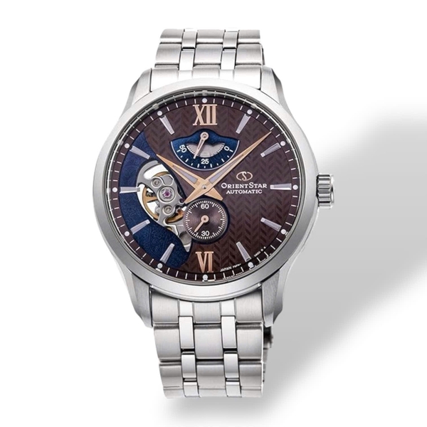 Đồng Hồ Nam Orient Star Automatic Contemporary Layered Open Heart RE-AV0B02Y00B ( RE-AV0B02Y )  Dây Thép Mặt Nâu