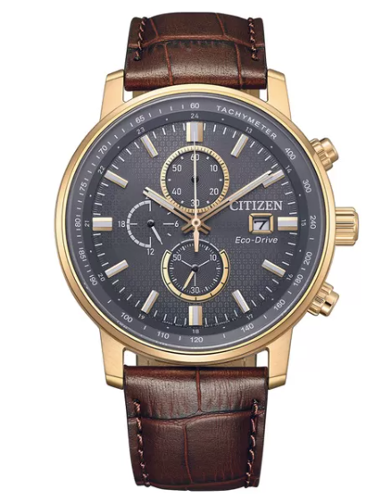 Đồng Hồ Nam Citizen Quartz Eco-Drive Chronograph Rose Strap CA0843-11H