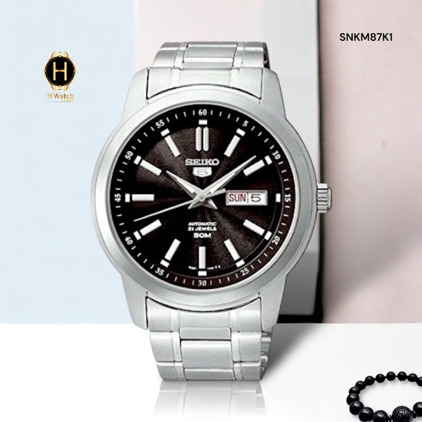 Đồng Hồ Nam Seiko 5 Automatic SNKM87K1 Sport Dây Thép Mặt Đen