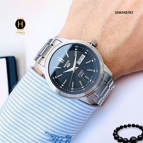 Đồng Hồ Nam Seiko 5 Automatic SNKM87K1 Sport Dây Thép Mặt Đen