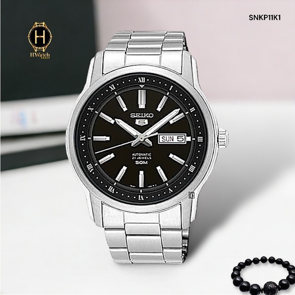 Đồng Hồ Nam Seiko 5 Automatic SNKP11K1 Sport Dây Thép Mặt Đen.