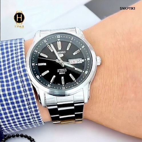 Đồng Hồ Nam Seiko 5 Automatic SNKP11K1 Sport Dây Thép Mặt Đen.