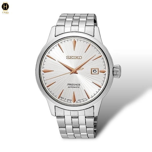 Đồng Hồ Nam Seiko Automatic Presage Cocktail SRPB47J1 Dây Thép Mặt Trắng