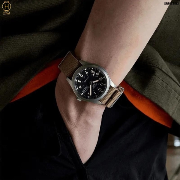 Đồng Hồ Nam Seiko 5 Automatic Sports Field SRPG35K1 ( SRPG35 ) Dây Dù Mặt Đen