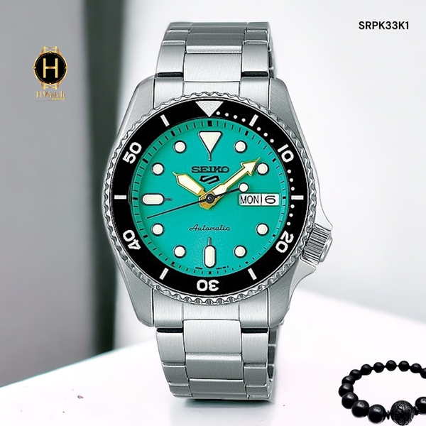 Đồng Hồ Nam Seiko Automatic SRPK33K1 Dây Thép Vỏ Trắng Mặt Xanh Dương