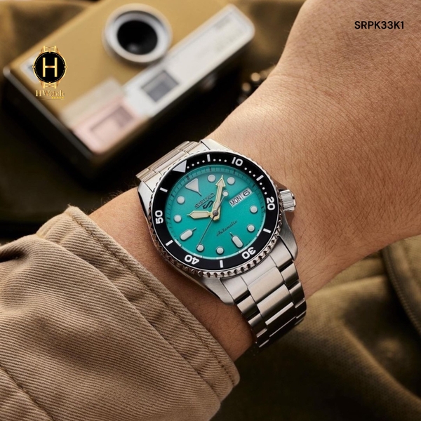 Đồng Hồ Nam Seiko Automatic SRPK33K1 Dây Thép Vỏ Trắng Mặt Xanh Dương