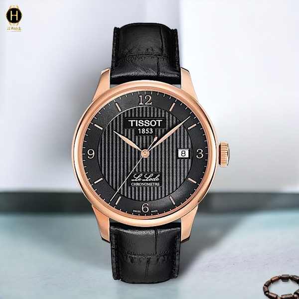 Đồng Hồ Nam Tissot Automatic T006.428.36.058.00 Petite Second Dây Da Đen Thép Vàng Hồng Mặt Đen Sapphire