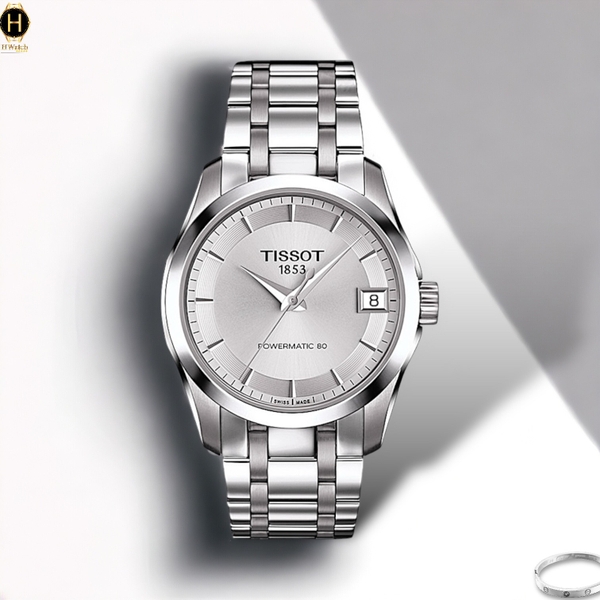 Đồng Hồ Nữ Tissot Automatic T035.207.11.031.00 Couturier Powermatic 80 Dây Thép Mặt Trắng Sapphire.