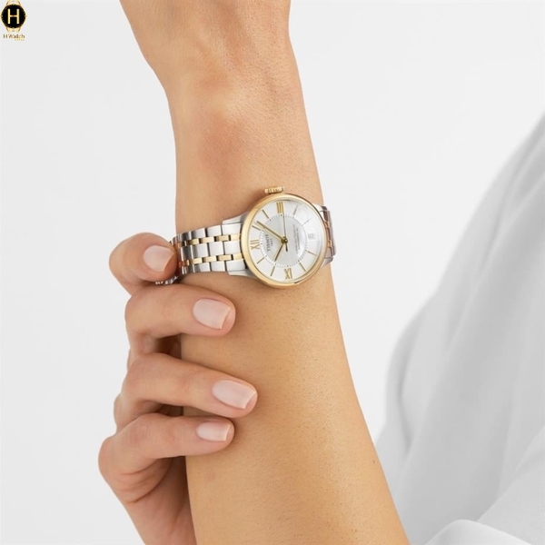 Đồng Hồ Nữ Tissot Automatic T099.207.22.118.00 Chemin Des Tourelles Powermatic 80 Dây Thép Demi Vàng Mặt Trắng Sapphire