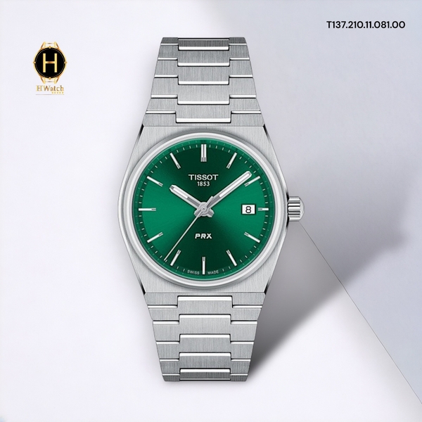 Đồng Hồ Nữ Tissot Quartz T137.210.11.081.00 (T1372101108100) PRX Quartz Green Dial Sapphire