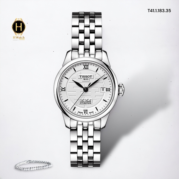 Đồng Hồ Nữ Tissot Automatic T41.1.183.35 (T41118335) Dây Thép Mặt Trắng Sapphire