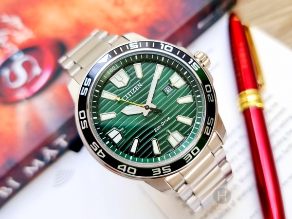 Đồng Hồ Nam Citizen AW1526-89X Sport Eco-Drive Dây Sắt Green 