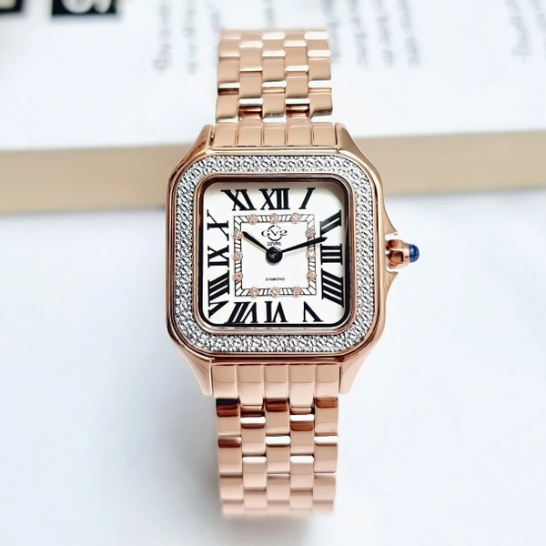 Đồng Hồ Nữ GV2 by Gevril Quartz Milan Diamond Swiss Rose 12111B