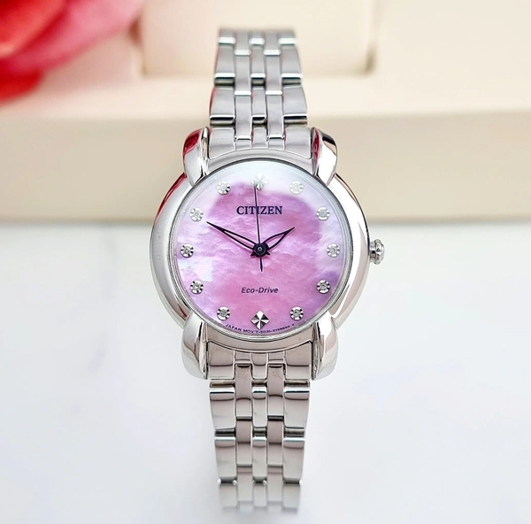 Đồng Hồ Nữ Citizen Quartz Eco-Drive EM0710-54Y  Dây Sắt Mặt Hồng