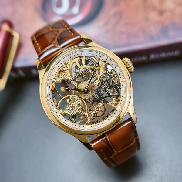 Đồng Hồ Nam Thomas Earnshaw Automatic ES-8049-02  Dây Da Nâu Vỏ Vàng