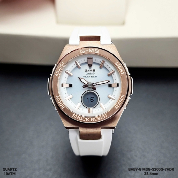 Đồng Hồ Nữ  Casio Baby G  MSG-S200G-7A Dây Nhựa Vỏ Rose Mặt Trắng