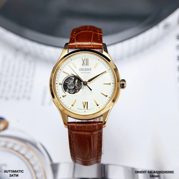 Đồng Hồ Nữ Automatic Orient Open Heart RA-AG0024S00C Dây Da