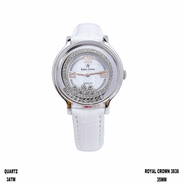 Đồng Hồ Nữ Royal Crown 3638 Da Trắng