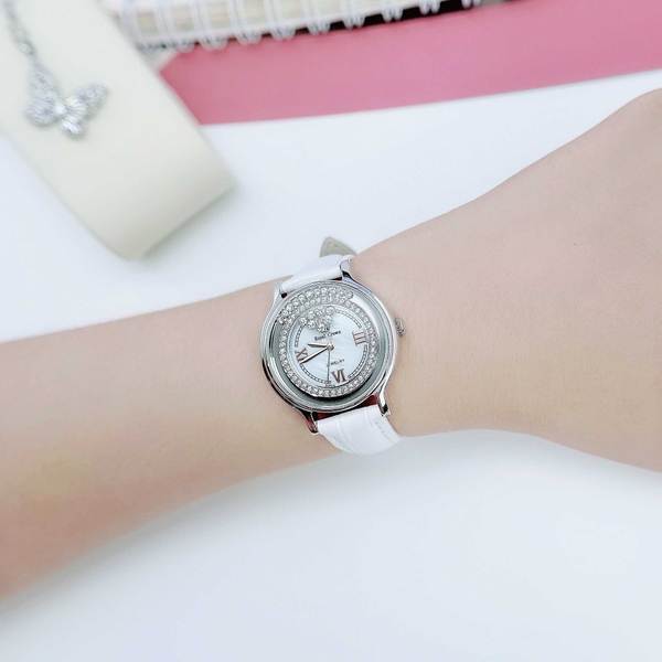 Đồng Hồ Nữ Royal Crown 3638 Da Trắng