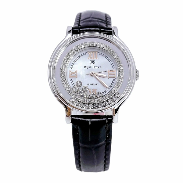 Đồng Hồ Nữ Royal Crown Quartz 3638 Da Đen